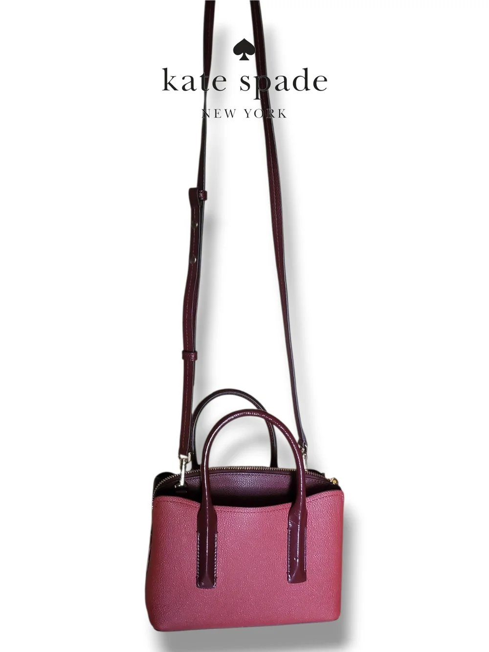 kate spade New York Margaux Pink and Burgundy Leopard Haircalf Mini Satchel - Picture 11 of 17
